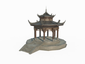 East Asian ancient architecture octagonal pavilion Modèle 3D