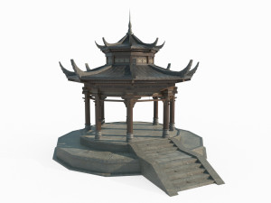 East Asian ancient architecture octagonal pavilion Modèle 3D