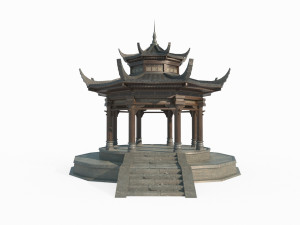 East Asian ancient architecture octagonal pavilion Modèle 3D