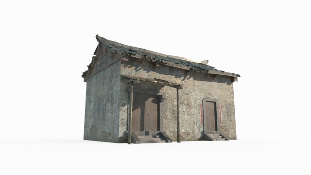 East Asian ancient building single room tiled house 3D Modell .c4d .max .obj .3ds .fbx .stl .blend