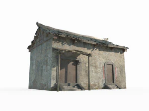 Casa piastrellata con una sola stanza di un antico edificio dell'Asia orientale Modello 3D