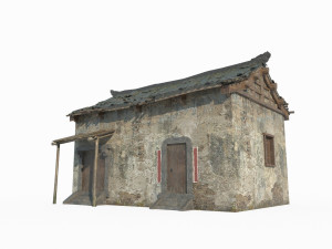 East Asian ancient building single room tiled house 3D Modell