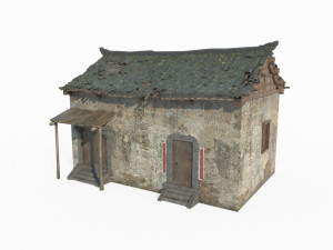 East Asian ancient building single room tiled house 3D Modell