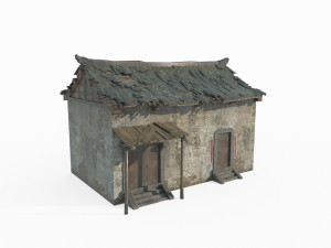 East Asian ancient building single room tiled house 3D Modell