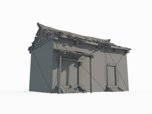 East Asian ancient building single room tiled house 3D Modell