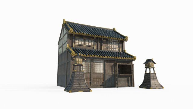East Asian ancient architecture shop 3D Model .c4d .max .obj .3ds .fbx .stl .blend 