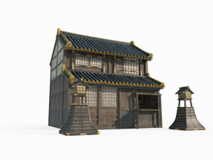 East Asian ancient architecture shop 3D Model