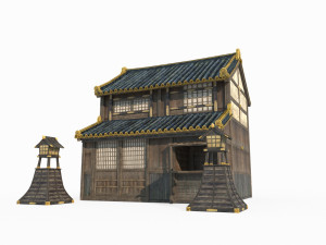 East Asian ancient architecture shop 3D Model