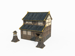 East Asian ancient architecture shop 3D Model