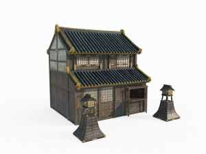 East Asian ancient architecture shop 3D Model