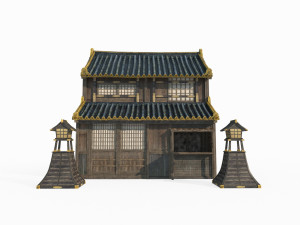 East Asian ancient architecture shop 3D Model