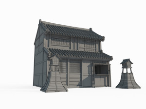 East Asian ancient architecture shop 3D Model