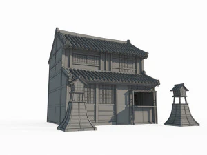 East Asian ancient architecture shop 3D Model