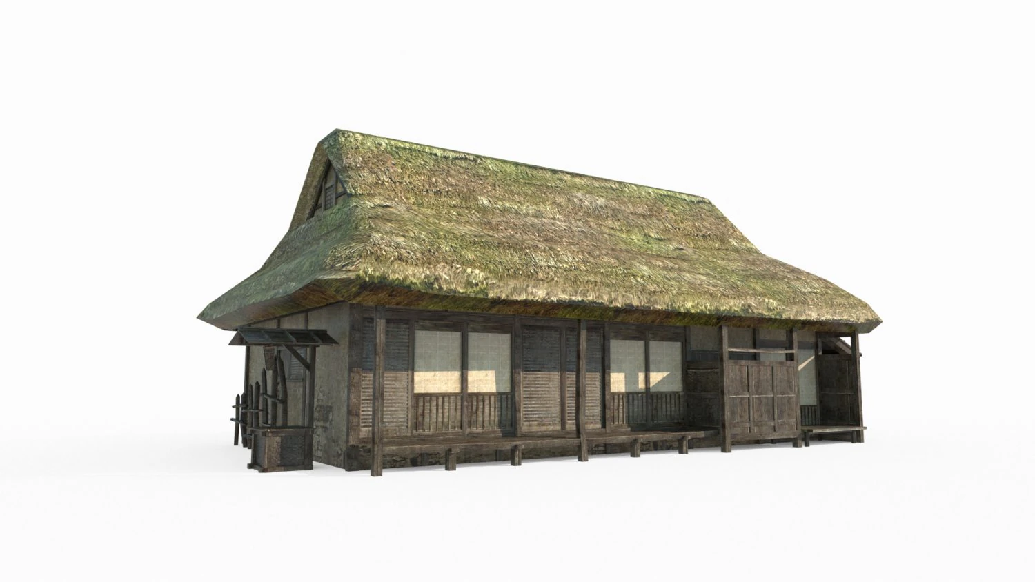 East Asian ancient building big thatched hut 3D Model .c4d .max .obj .3ds .fbx .stl .blend 