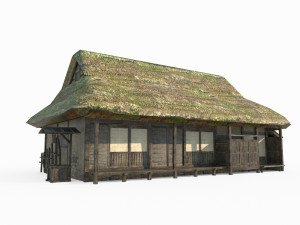 East Asian ancient building big thatched hut 3D-Modell