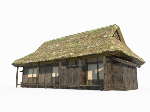 East Asian ancient building big thatched hut 3D Model