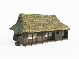 East Asian ancient building big thatched hut 3D Model