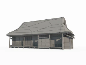 East Asian ancient building big thatched hut 3D Model