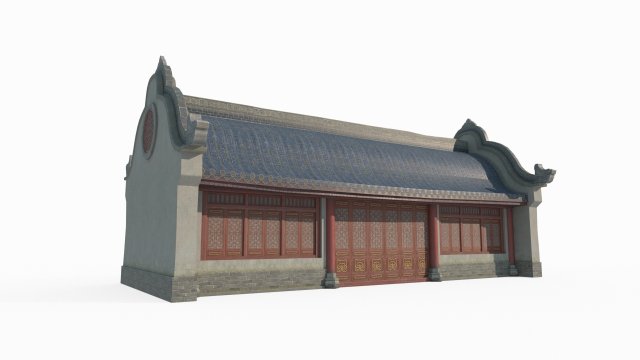 East Asian ancient architecture restaurant 3D-Modell .c4d .max .obj .3ds .fbx .stl .blend 