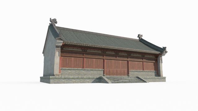 East Asian Ancient Architecture Shop 3D Модель .c4d .max .obj .3ds .fbx .stl .blend 