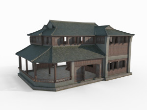 East Asian Ancient Architecture Antique Shop 3D Model