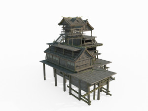East Asian Ancient Architecture Fisherman s Wooden House 3D 모델