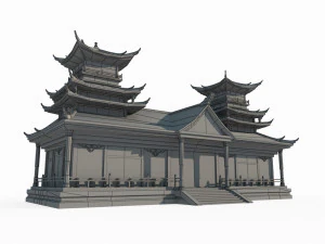 East Asian Ancient Architecture Astrological Palace 3D Model