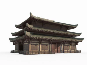 Barak Infanteri Arsitektur Kuno Asia Timur Model 3D