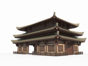East Asian Ancient Architecture Infantry Barracks 3D Model