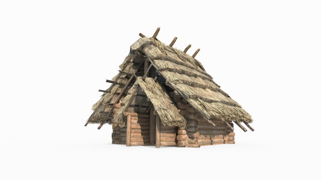 Ancient architecture thatched cottage 3D Model .c4d .max .obj .3ds .fbx .stl .blend 