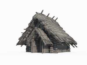 Ancient architecture thatched cottage 3D Model