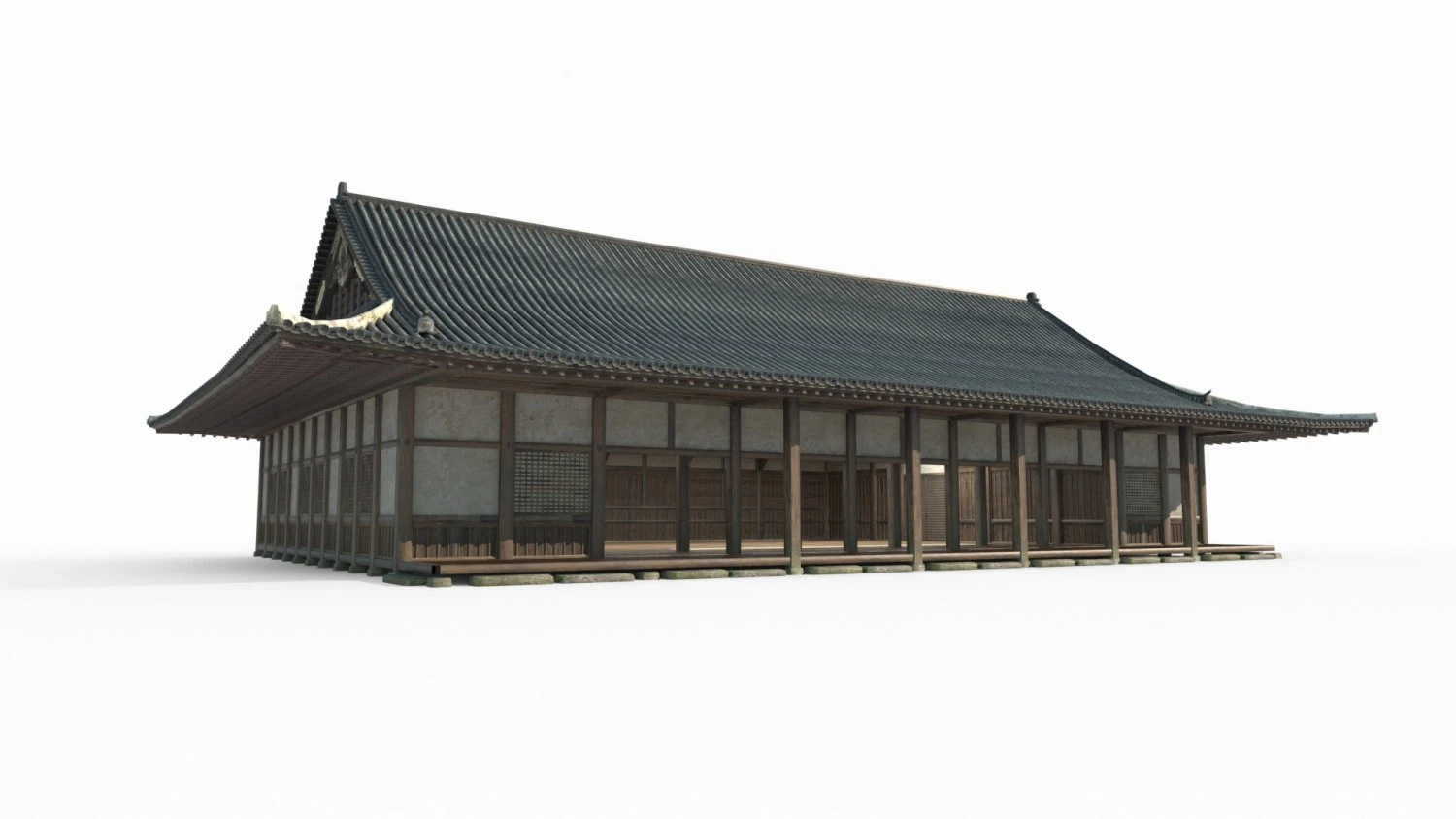East Asian Ancient Architecture Practice Hall 3D Model .c4d .max .obj .3ds .fbx .stl .blend 