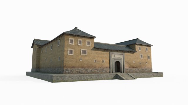 East Asian Ancient Architecture Tulou Enclosed House Modèle 3D .c4d .max .obj .3ds .fbx .stl .blend 