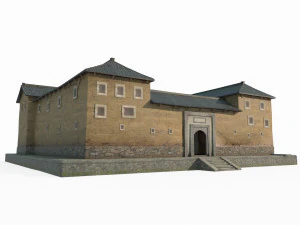Arsitektur Kuno Asia Timur Rumah Tertutup Tulou Model 3D