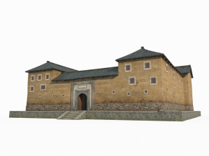 East Asian Ancient Architecture Tulou Enclosed House Modèle 3D