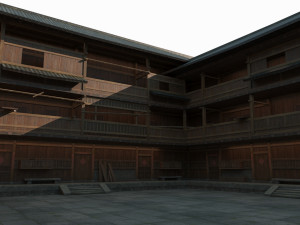 East Asian Ancient Architecture Tulou Enclosed House Modèle 3D