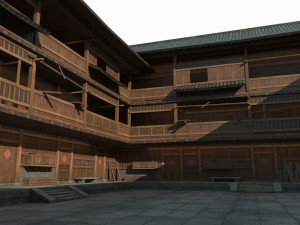 East Asian Ancient Architecture Tulou Enclosed House Modèle 3D