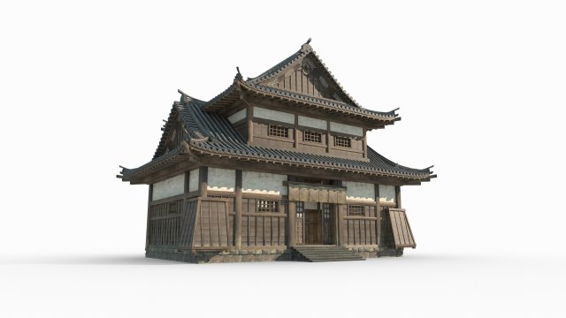 East Asian Ancient Architecture Sushi Shop 3Dモデル .c4d .max .obj .3ds .fbx .stl .blend
