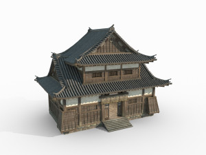 East Asian Ancient Architecture Sushi Shop 3Dモデル