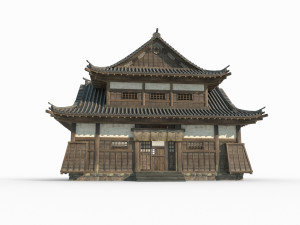 East Asian Ancient Architecture Sushi Shop 3Dモデル