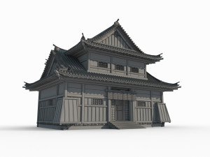 East Asian Ancient Architecture Sushi Shop 3Dモデル