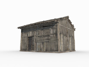 East Asian ancient architecture wooden houses Model 3D