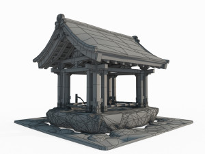 East Asian Ancient Architecture Pool 3D Model