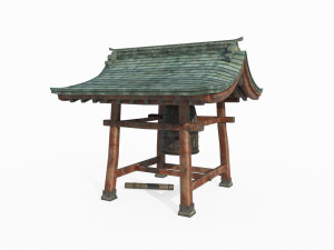East Asian Ancient Architecture Bronze Bell 3D Model