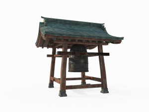 East Asian Ancient Architecture Bronze Bell 3D Model