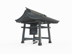 East Asian Ancient Architecture Bronze Bell 3D Model