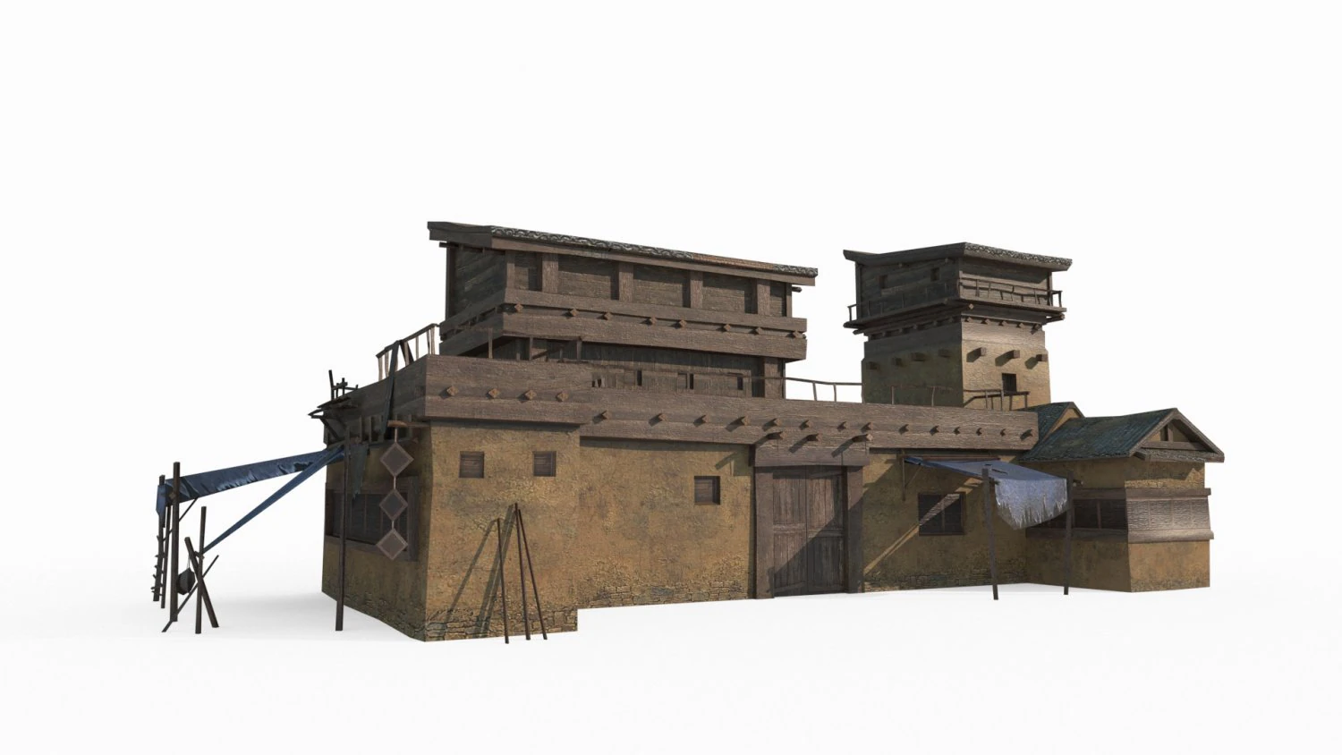 Ancient Gobi Architecture and Houses in East Asia 3D Model .c4d .max .obj .3ds .fbx .stl .blend 