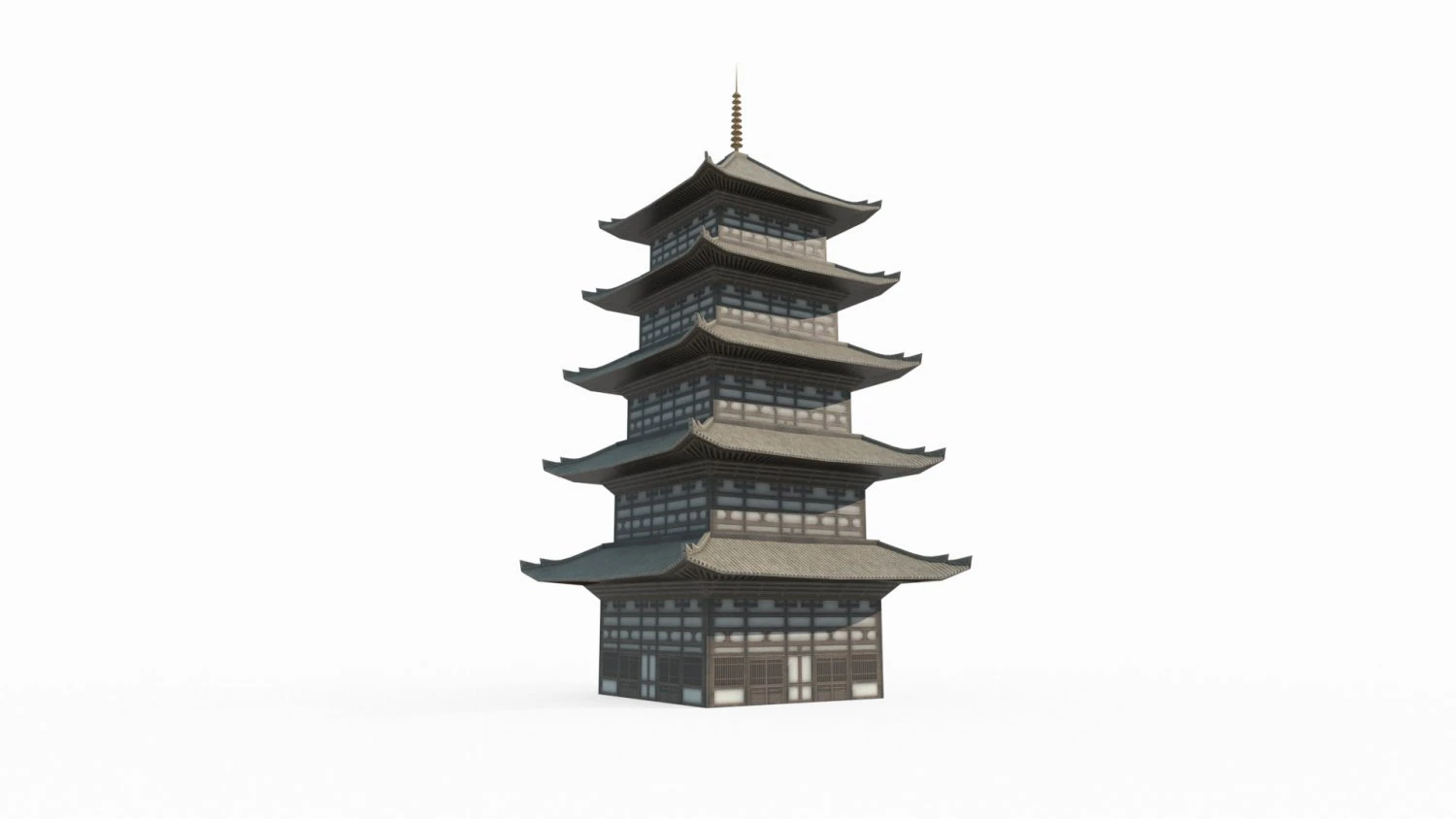 Ancient architectural towers in East Asia 3D Model .c4d .max .obj .3ds .fbx .stl .blend