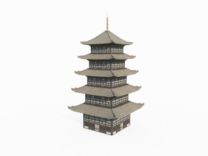 Ancient architectural towers in East Asia Modello 3D