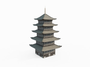 Ancient architectural towers in East Asia Modello 3D